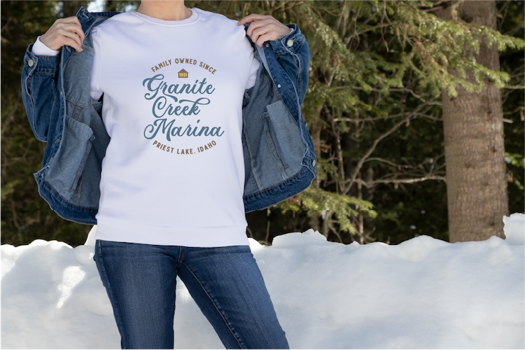 One of the responsive logos showcased on a comfy sweatshirt.