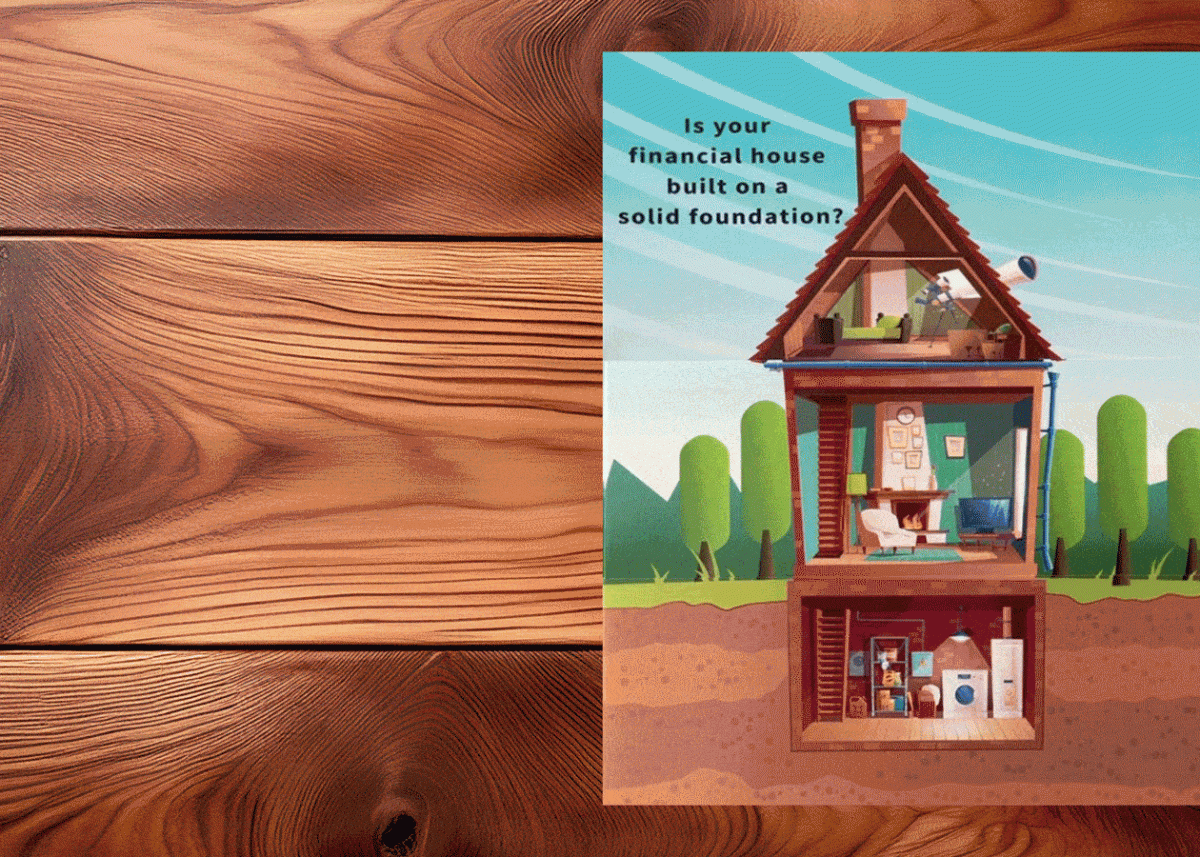 Brochure where each flap reveals a different view of a house.